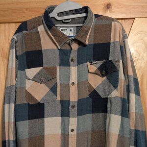 Jetty Button Up Shirt Flannel Outdoor 100% Cotton Large